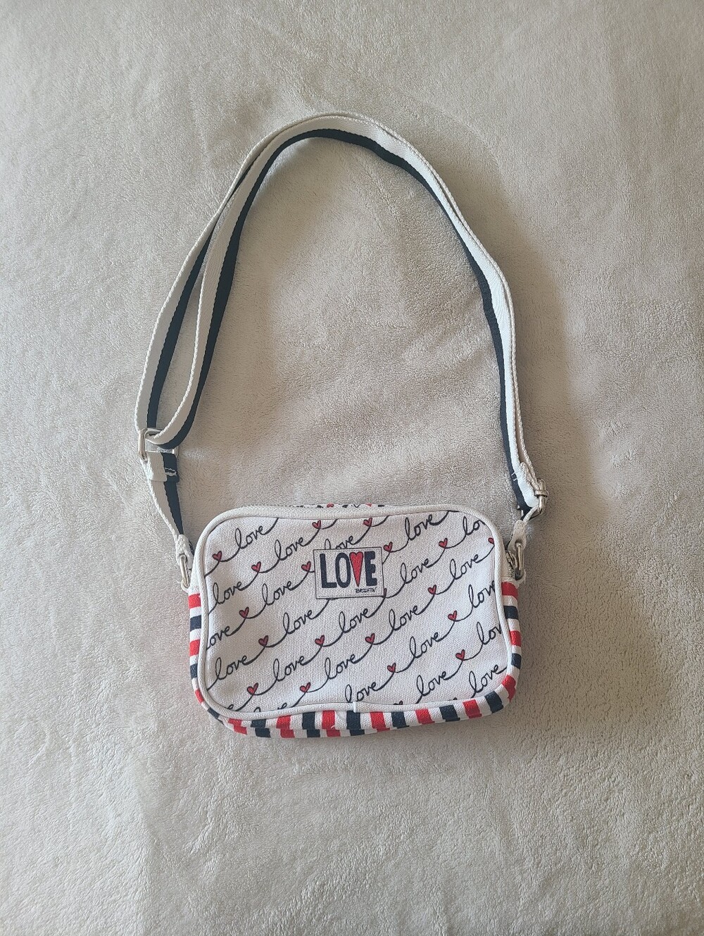 Brighton Love Scroll Canvas Crossbody Bag Valentine Hearts